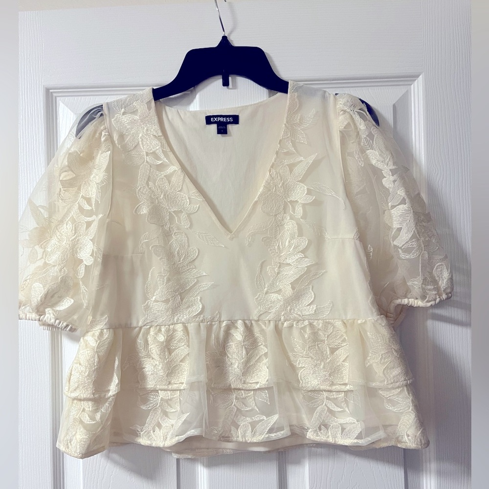 Cream lace peplum top